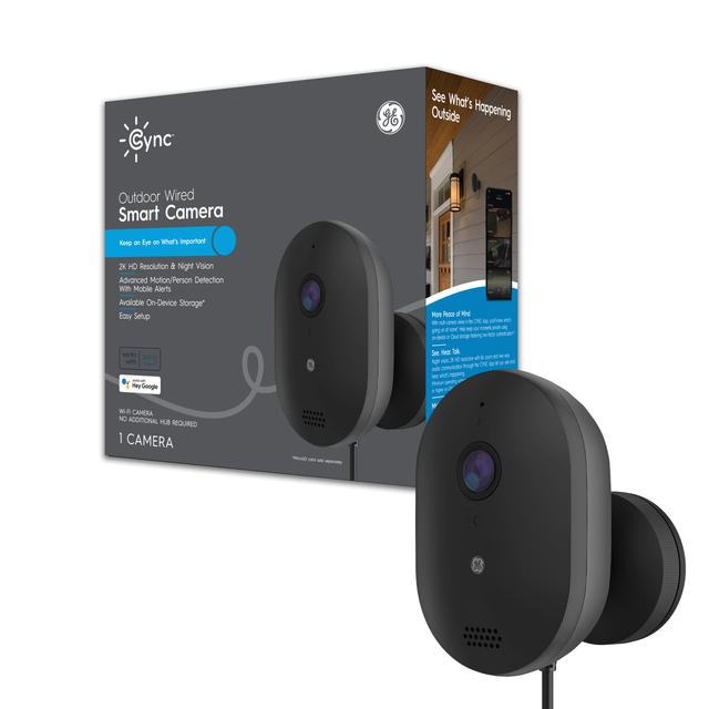 CYNC Outdoor Wired Smart Camera, 2K HD Resolution, Night Vision, Works with Alexa and Google Assistant, Wi-Fi Enabled, No Hub Required (1-Pack)