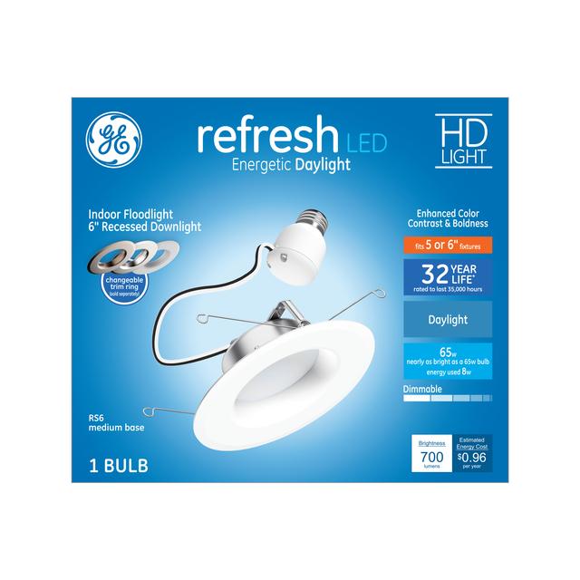 GE Refresh LED Recessed Downlight Fixtures, 65 Watt Replacement, 6-Inches, RS6 (1 Pack)
