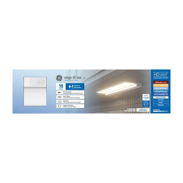 GE HD Undercabinet Edge-Lit Light, 5 Color Select, 18-in, 1-Pack