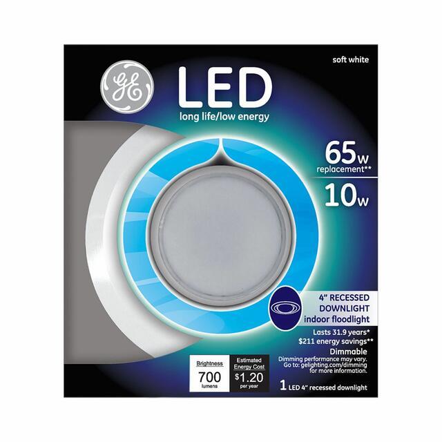 GE Soft White LED Recessed Downlight Fixture, 65 Watt Replacement, 4in